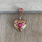 Rose Gold & Pink Heart Belly Button Ring (14G | 10mm | Surgical Steel | Rose Gold w/Pink CZ, Gold w/Red CZ, or Silver w/Clear CZ)
