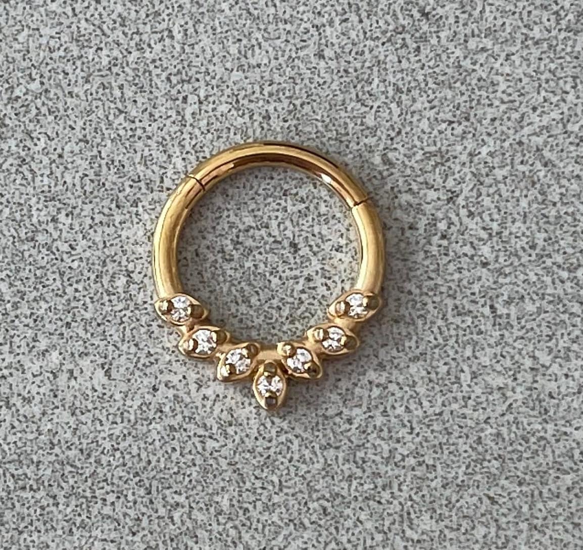 Dainty Gold Septum Piercing (16G, 8mm, Surgical Steel)