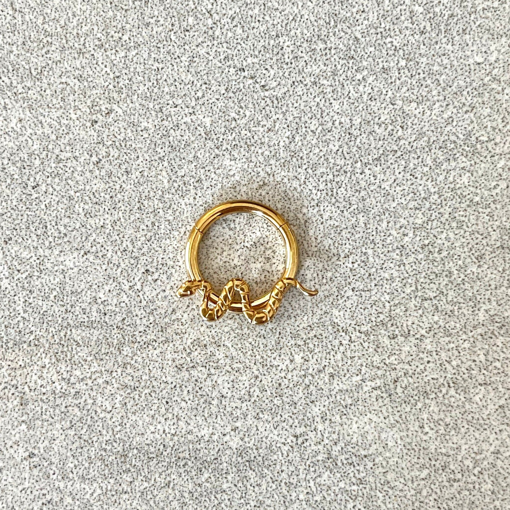 Snake Titanium Daith Earring (16G, 8mm or 10mm, Implant-Grade Titanium)