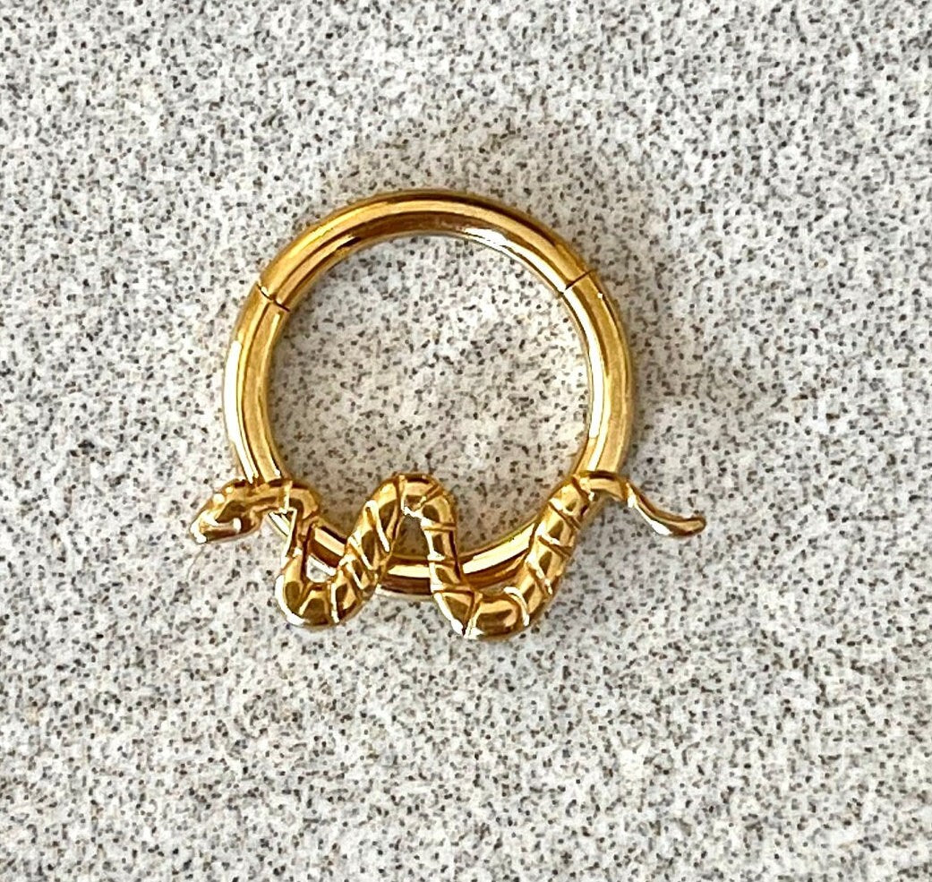 Snake Titanium Daith Earring (16G, 8mm or 10mm, Implant-Grade Titanium)