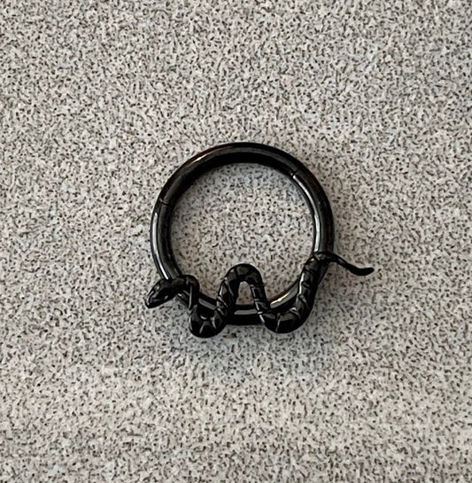 Black Snake Daith Earring (16G | 8mm or 10mm | Titanium | Black, Gold, or Silver)