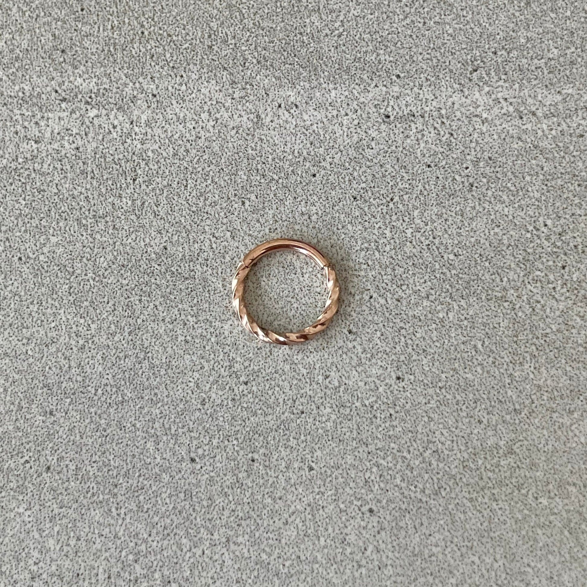 Rose Gold Twisted Septum Piercing (16G | 8mm | Surgical Steel | Rainbow, Black, Silver, Rose Gold, or Gold)
