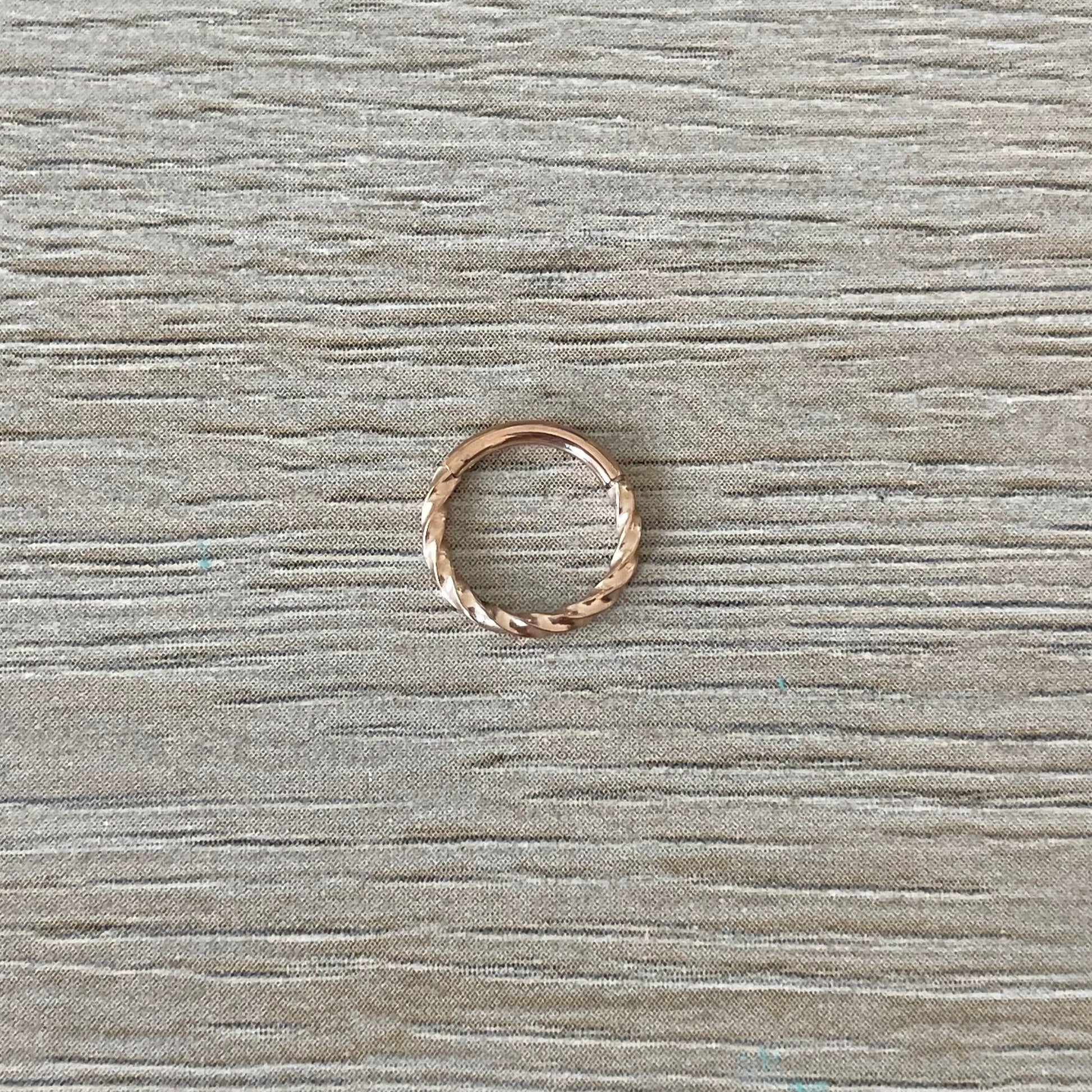 Rose Gold Twisted Septum Piercing (16G | 8mm | Surgical Steel | Rainbow, Black, Silver, Rose Gold, or Gold)