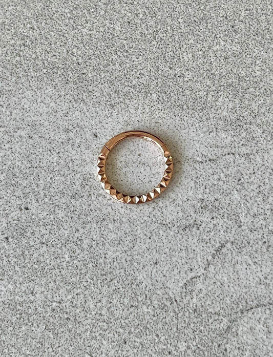 Rose Gold Hammered Daith Earring (16G | 8mm | Titanium | Gold, Silver or Rose Gold)