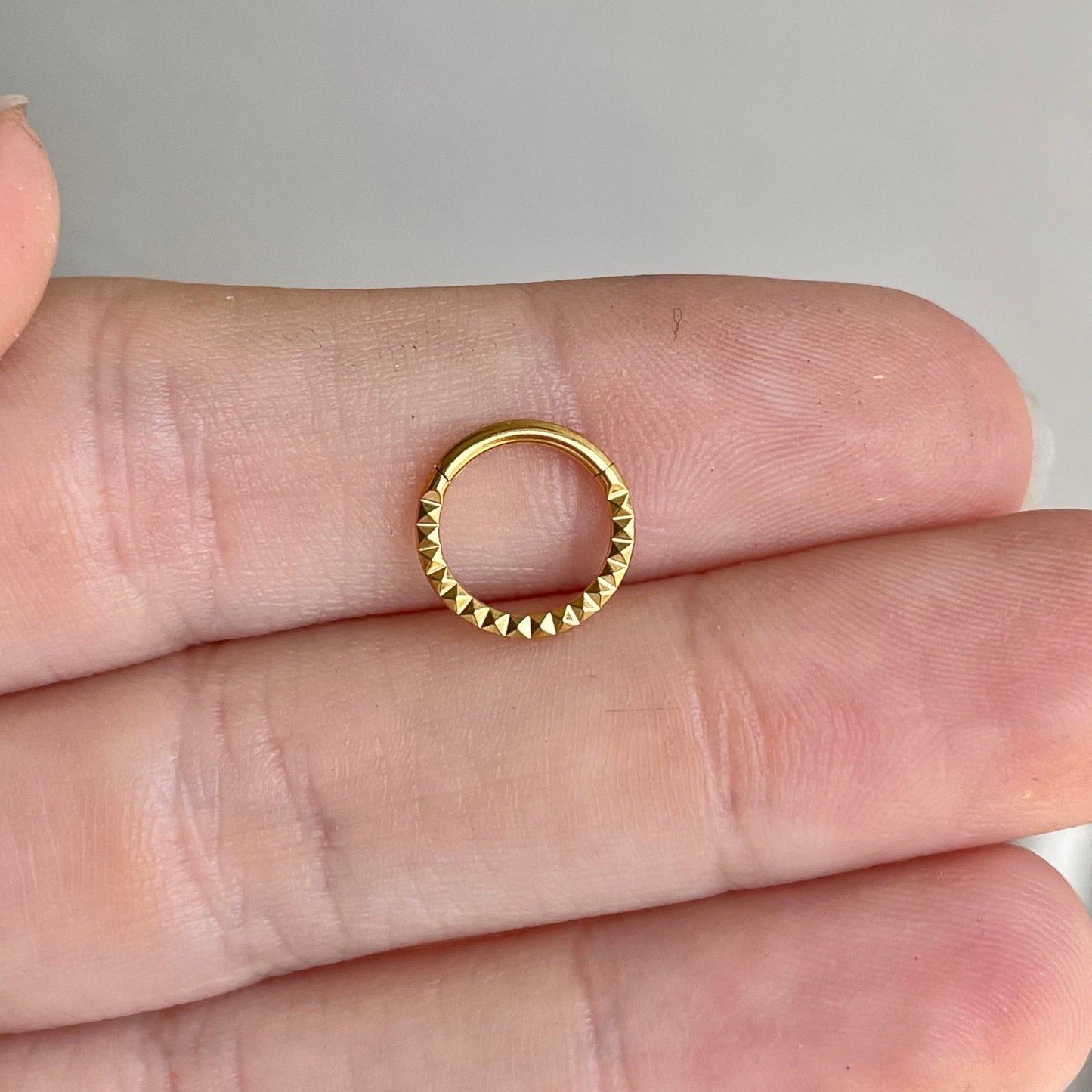 Titanium Hammered Septum Piercing (16G | 8mm | Titanium | Rose Gold, Gold, or Silver)