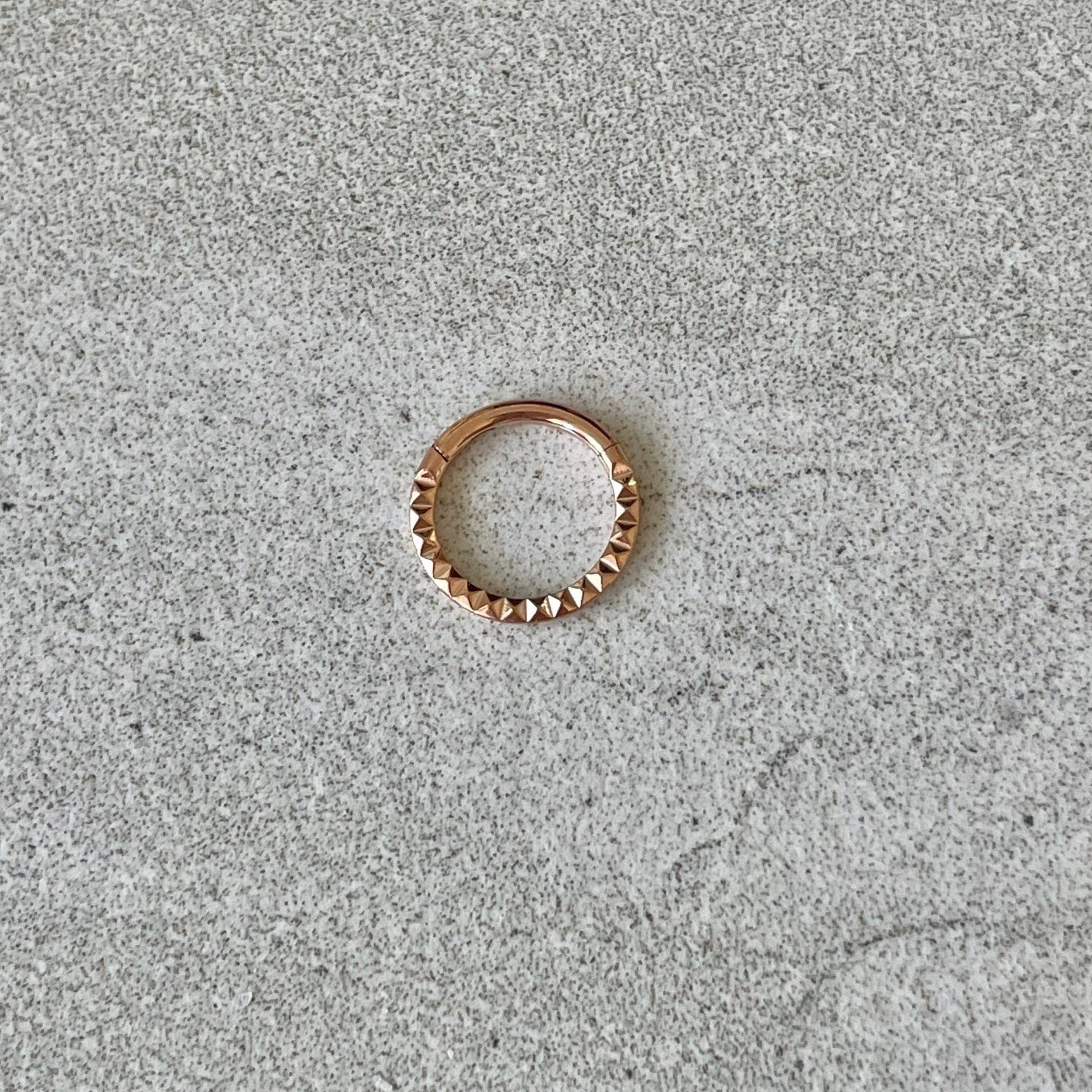Rose Gold Hammered Daith Earring (16G | 8mm | Titanium | Gold, Silver or Rose Gold)