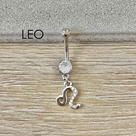 Silver Zodiac Series Belly Button Rings (14G | 10mm | Surgical Steel | Zodiac Signs)