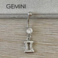 Silver Zodiac Personalized Belly Button Ring (14G | 10mm | Surgical Steel)
