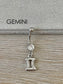 Silver Cancer Belly Button Ring (16G | 10mm | Surgical Steel | All Zodiac Signs Available)