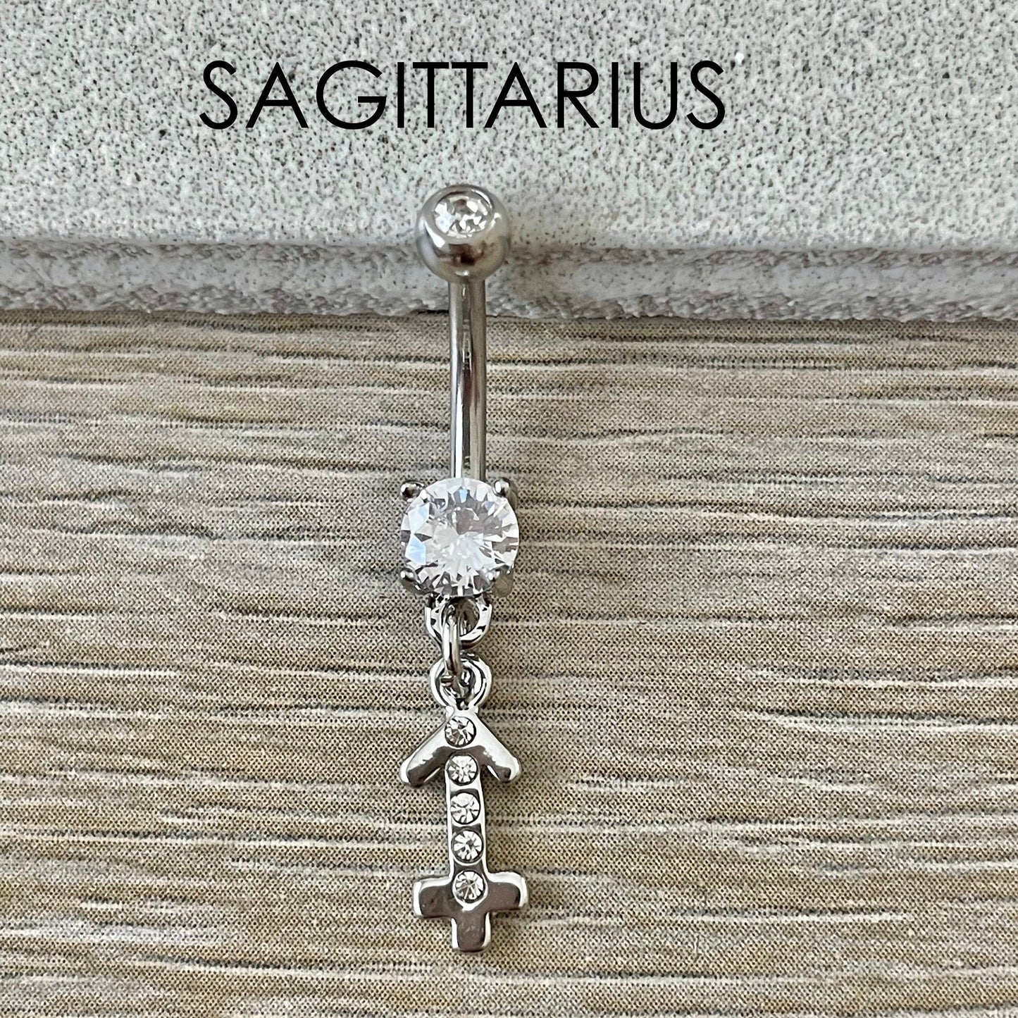 Silver Zodiac Series Belly Button Rings (14G | 10mm | Surgical Steel | Zodiac Signs)