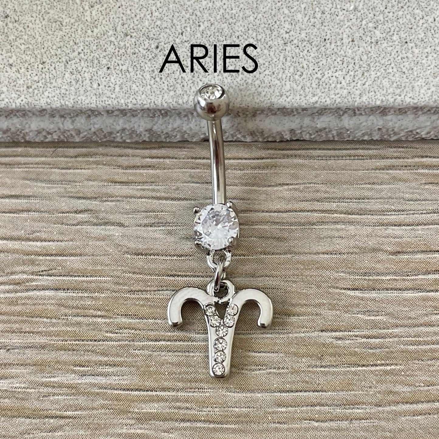 Silver Aries Belly Button Ring (14G | 10mm | Surgical Steel)