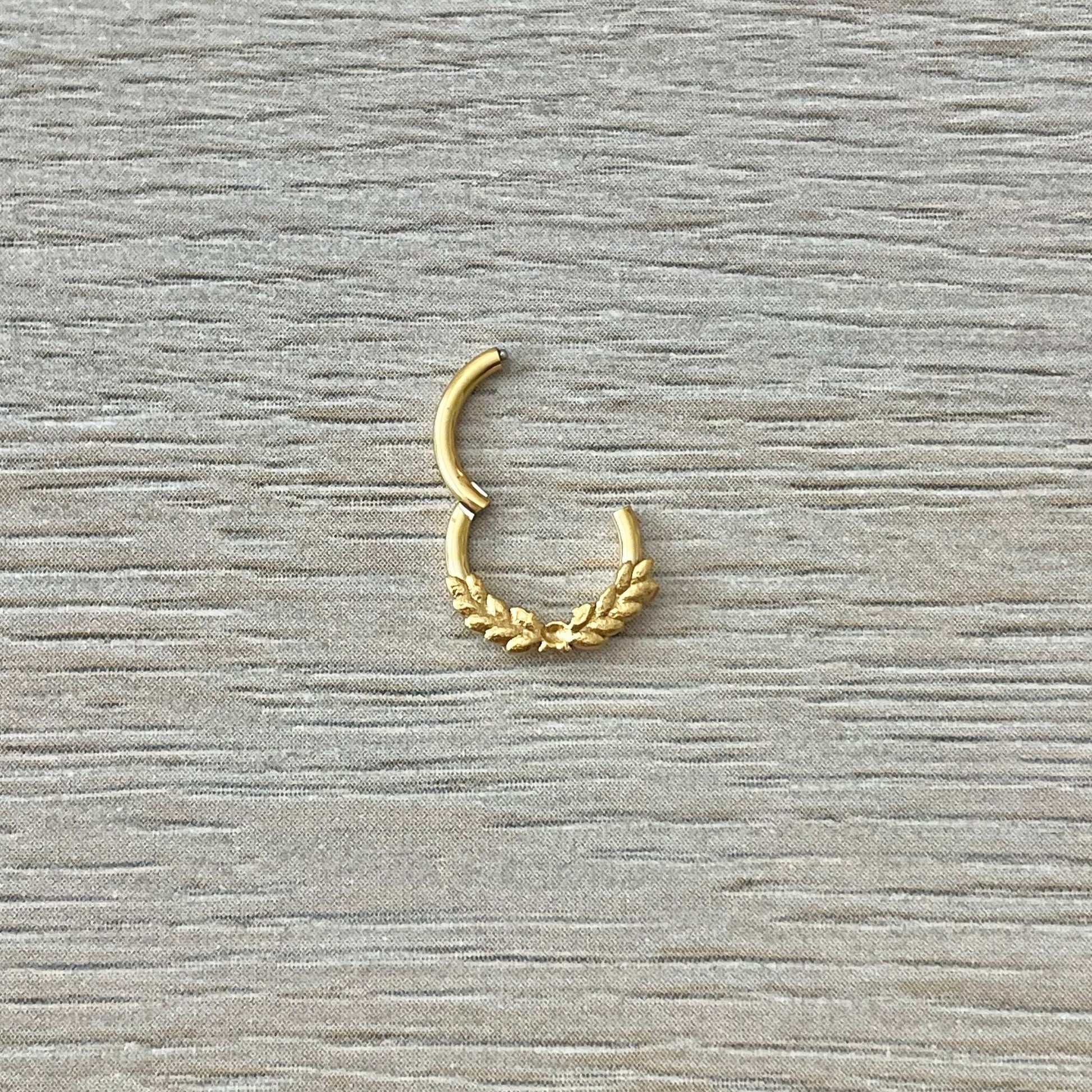 Leaf Laurel Daith Earring (16G | 8mm | Surgical Steel | Silver, Rose Gold, or Gold)