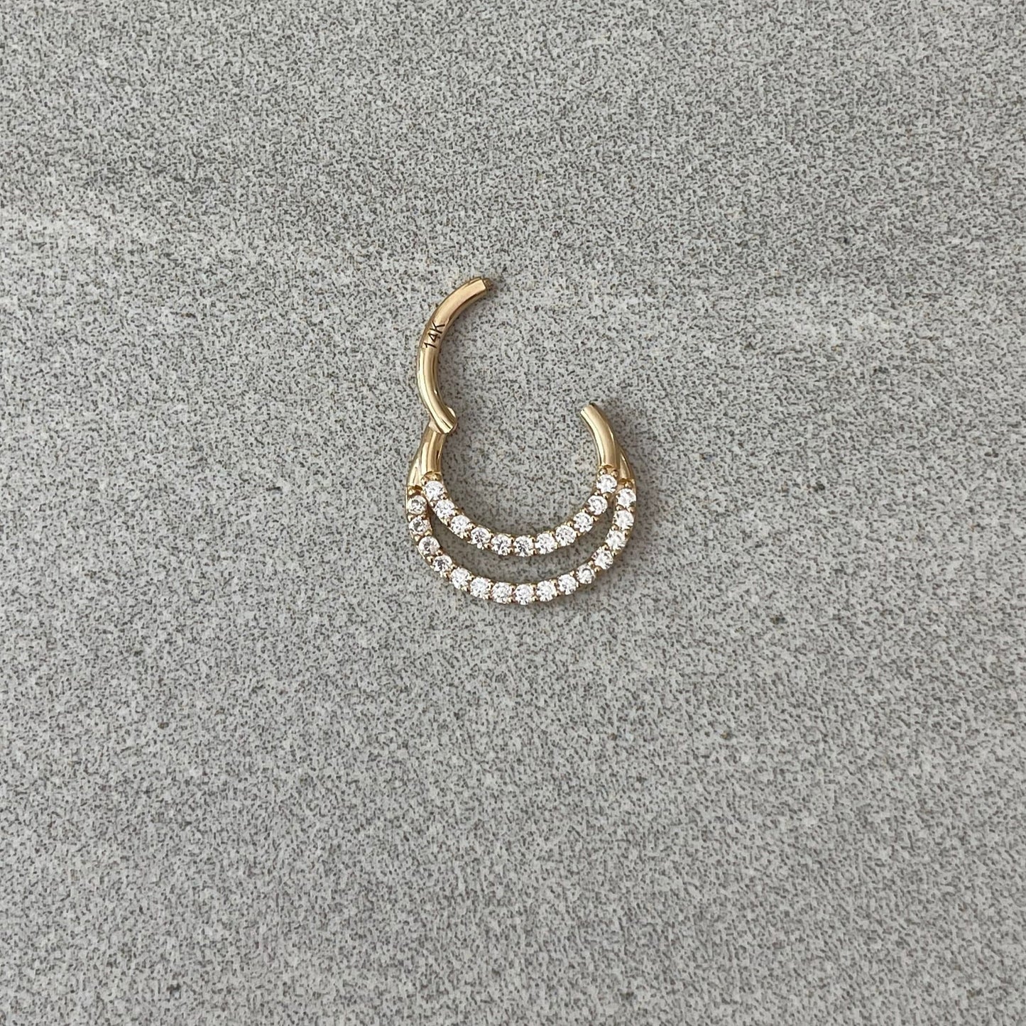 Solid Gold Double Hoop Daith Earring (16G | 6mm, 8mm, or 10mm | 14k Solid Gold | White or Yellow Gold)