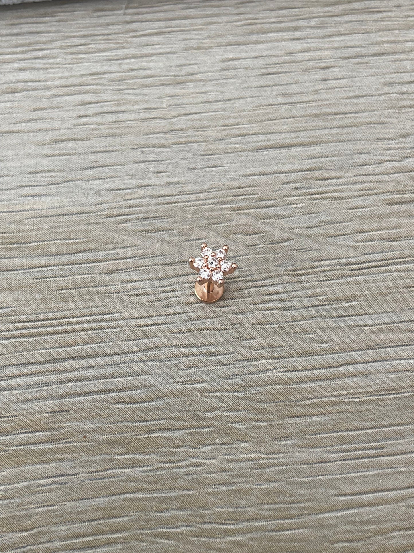 Rose Gold Flat Back Stud for Helix/Conch/Tragus etc (Surgical Steel - 16G, 6mm or 8mm)