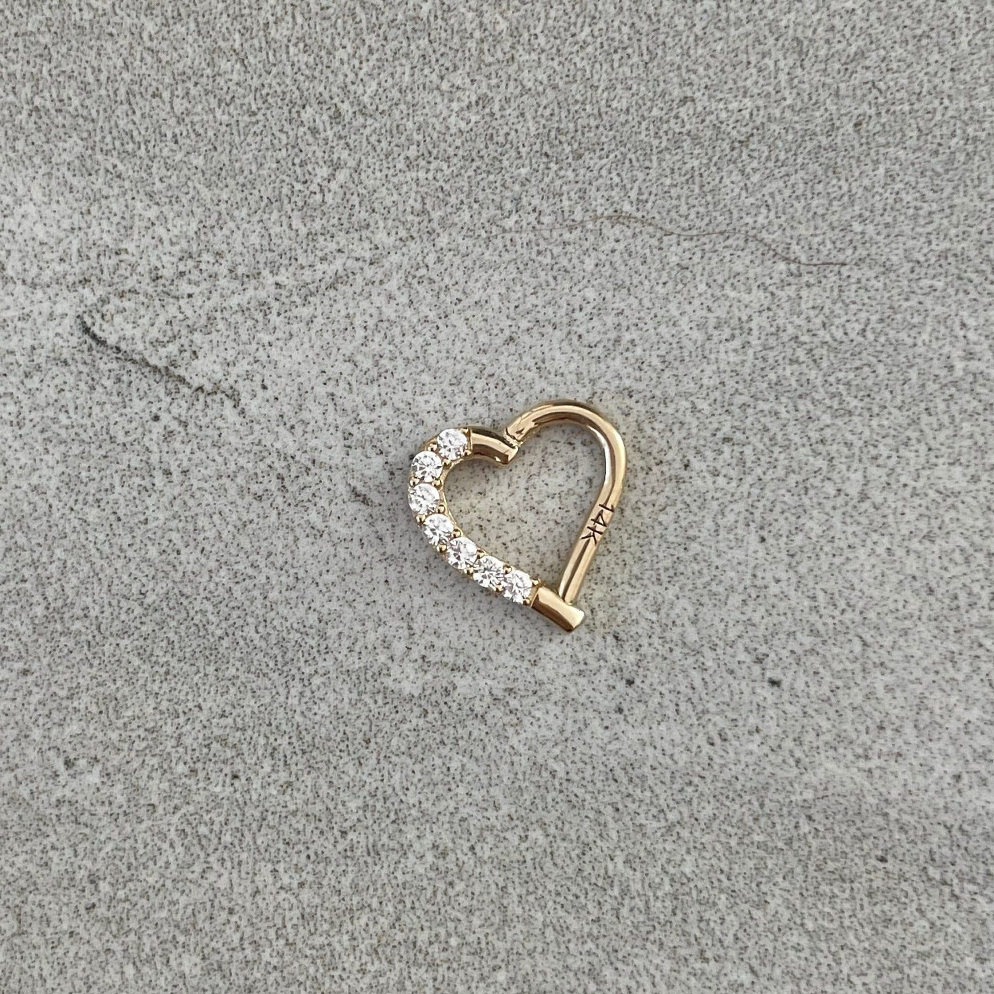 Solid White Gold Heart Daith Earring (16G | 8mm | 14k Solid Gold | White or Yellow Gold)
