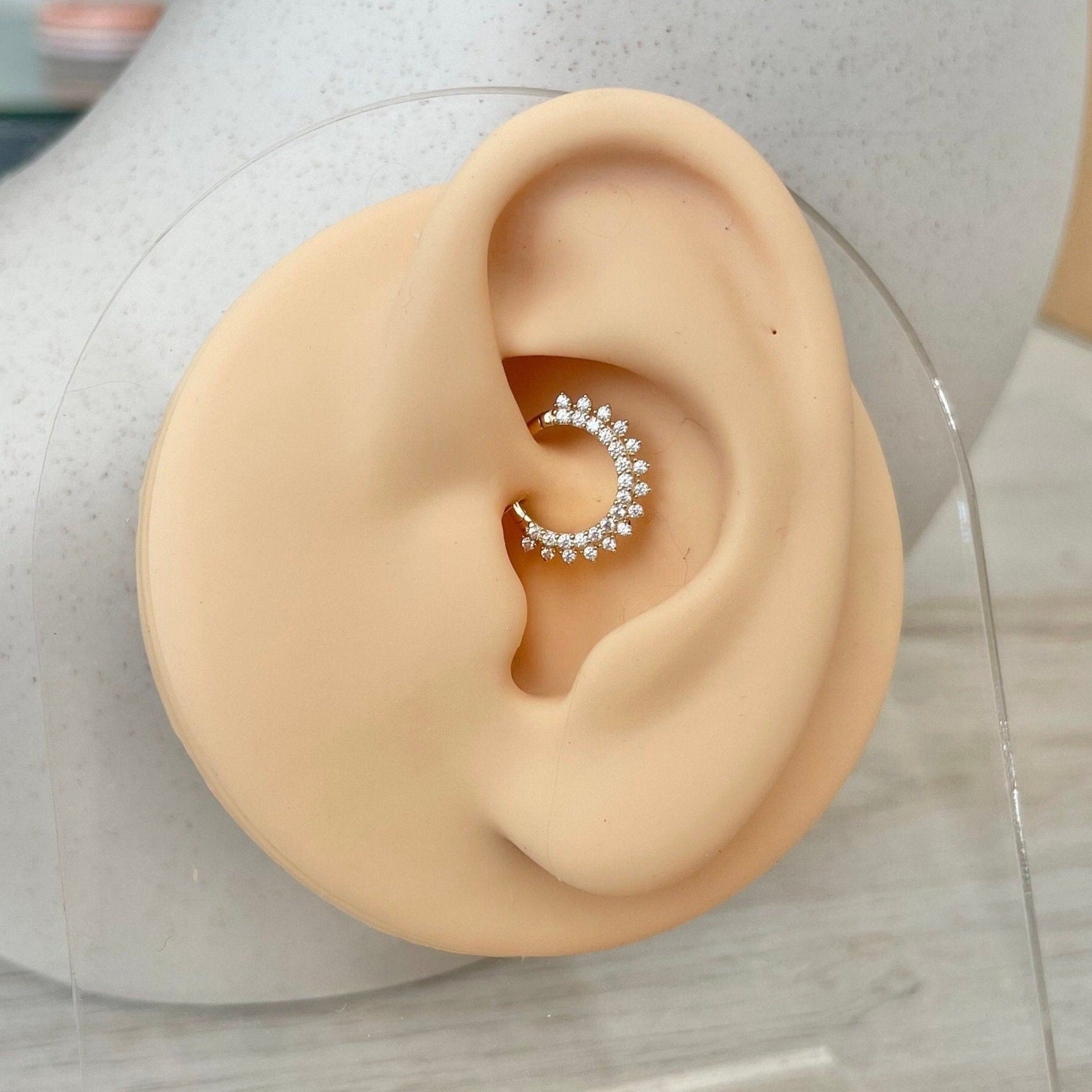Solid White Gold Daith Earring (16G, 8mm or 10mm, 14k Yellow or White Solid Gold)