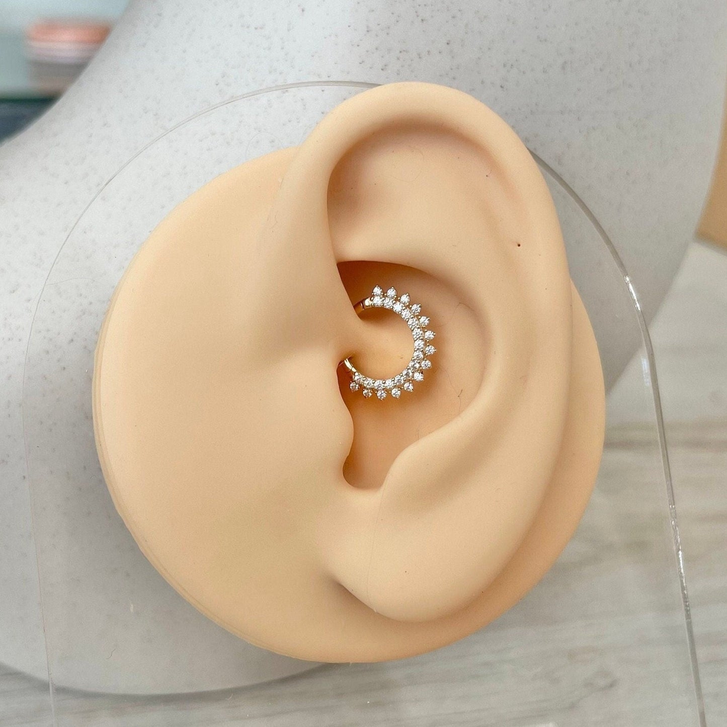 Solid Gold Daith Earring (16G, 8mm or 10mm, 14k Solid White or Yellow Gold)