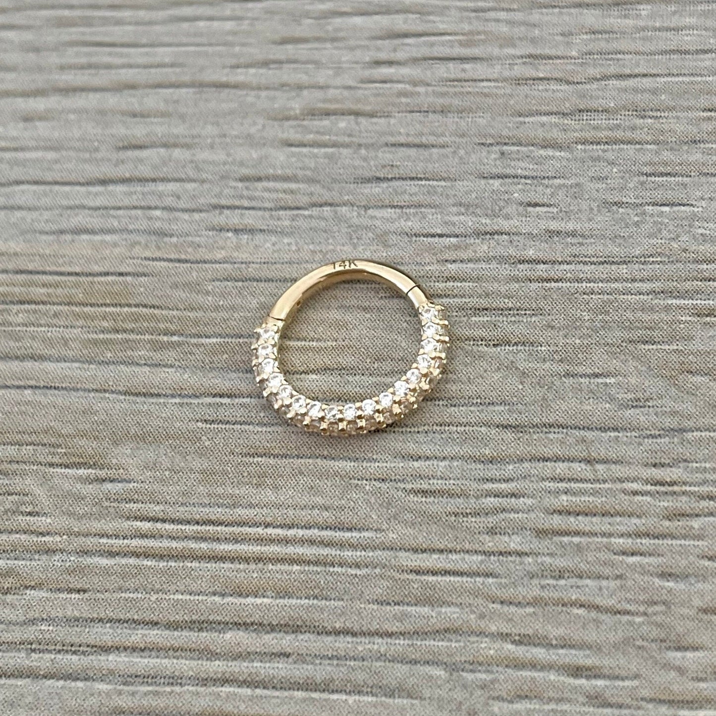 Solid Gold CZ Septum Piercing (16G | 8mm or 10mm | 14k Solid Gold | White or Yellow Gold)