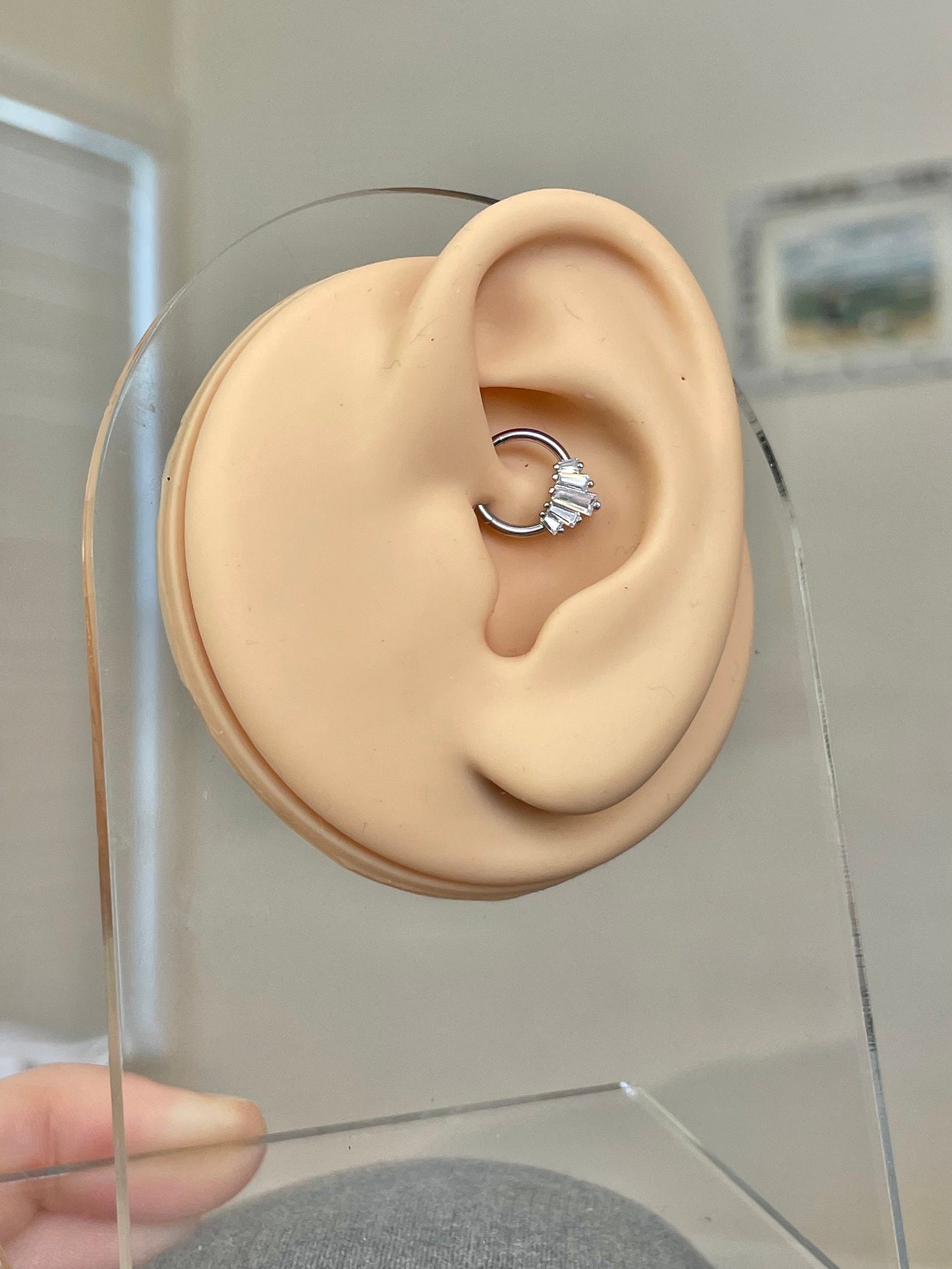 Silver CZ Daith Earring (16G | 8mm or 10mm | Surgical Steel | Gold, Black, Or Silver)