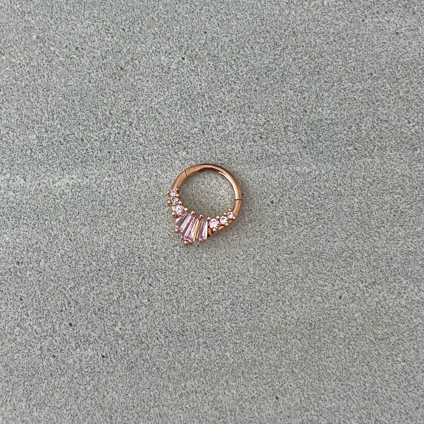 Rose Gold & Pink Septum Ring (16G | 8mm or 10mm | Surgical Steel | Silver w/Clear CZs, Gold w/Black CZs, and Rose Gold w/Pink CZs)