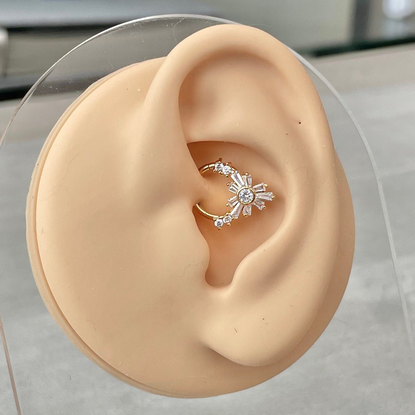 Flower Daith Earring (16G | 8mm or 10mm | Surgical Steel | Rose Gold, Gold, or Silver)