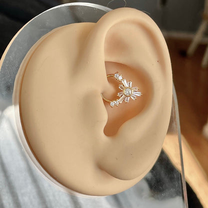 Silver Flower Daith Earring (16G | 8mm or 10mm | Surgical Steel | Silver, Rose Gold or Gold)