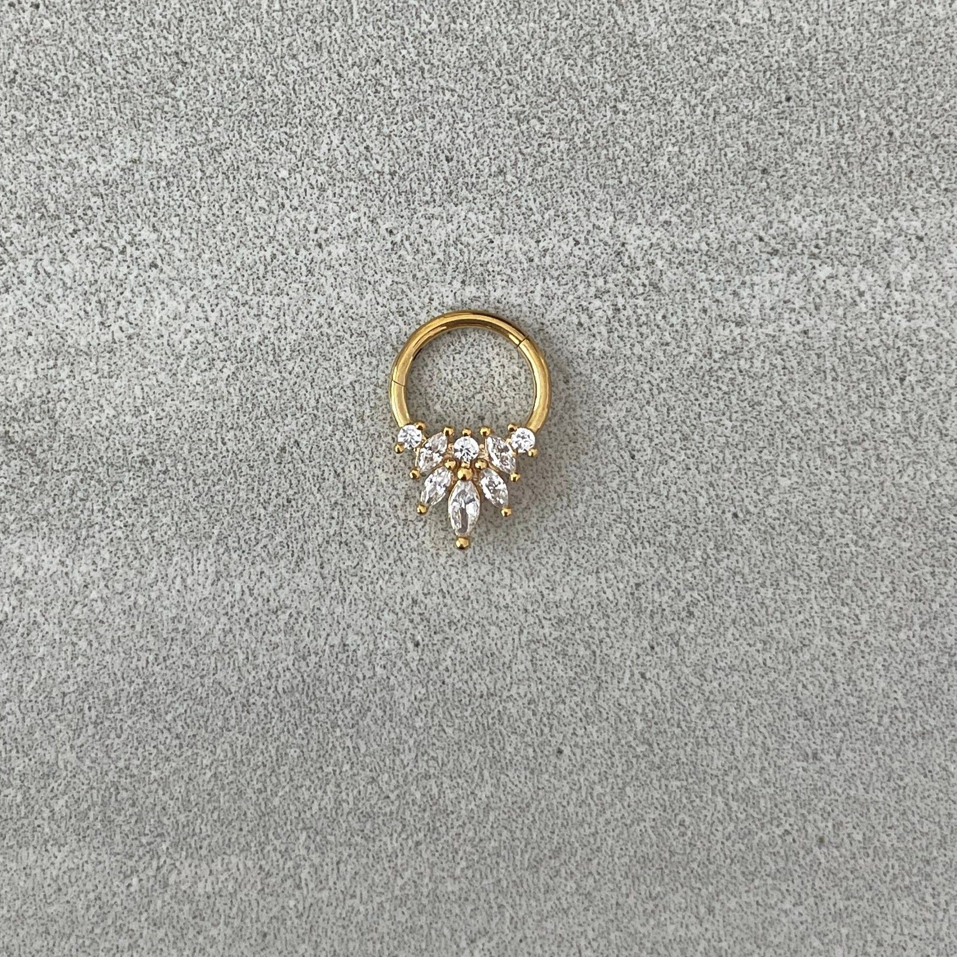 Gold CZ Septum Piercing (16G | 8mm or 10mm | Surgical Steel | Gold, Rose Gold, or Silver)