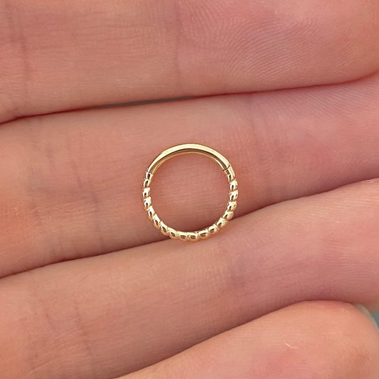 Solid Gold Twisted Septum Piercing (16G | 6mm/7mm/8mm/9mm/10mm | 14k Solid Gold | Yellow or White Gold)