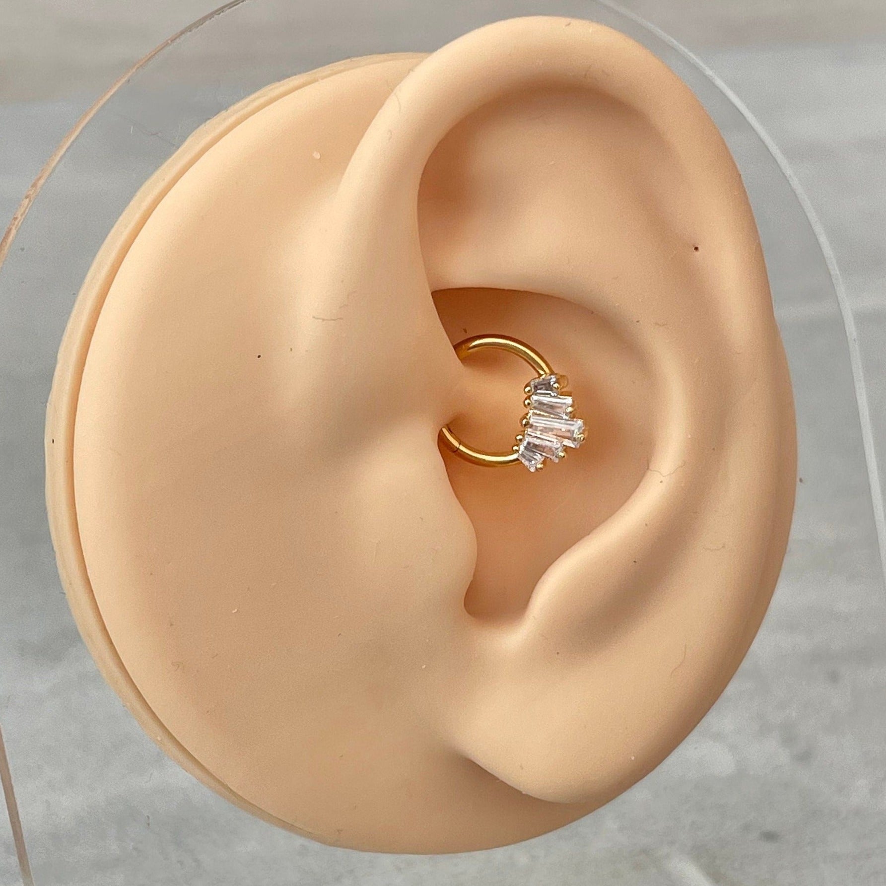 Gold CZ Daith Earring (16G | 8mm or 10mm | Surgical Steel | Gold, Black, or Silver)