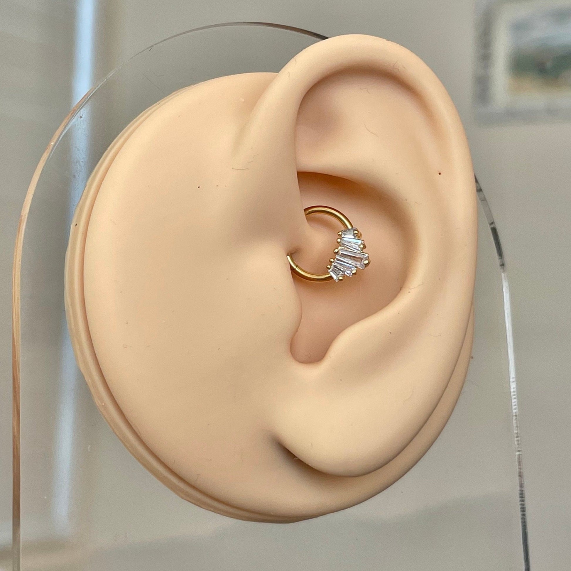 Gold CZ Daith Earring (16G | 8mm or 10mm | Surgical Steel | Gold, Black, or Silver)Cute Gold Daith Earring (16G | 8mm or 10mm | Surgical Steel | Gold, Black or Silver)