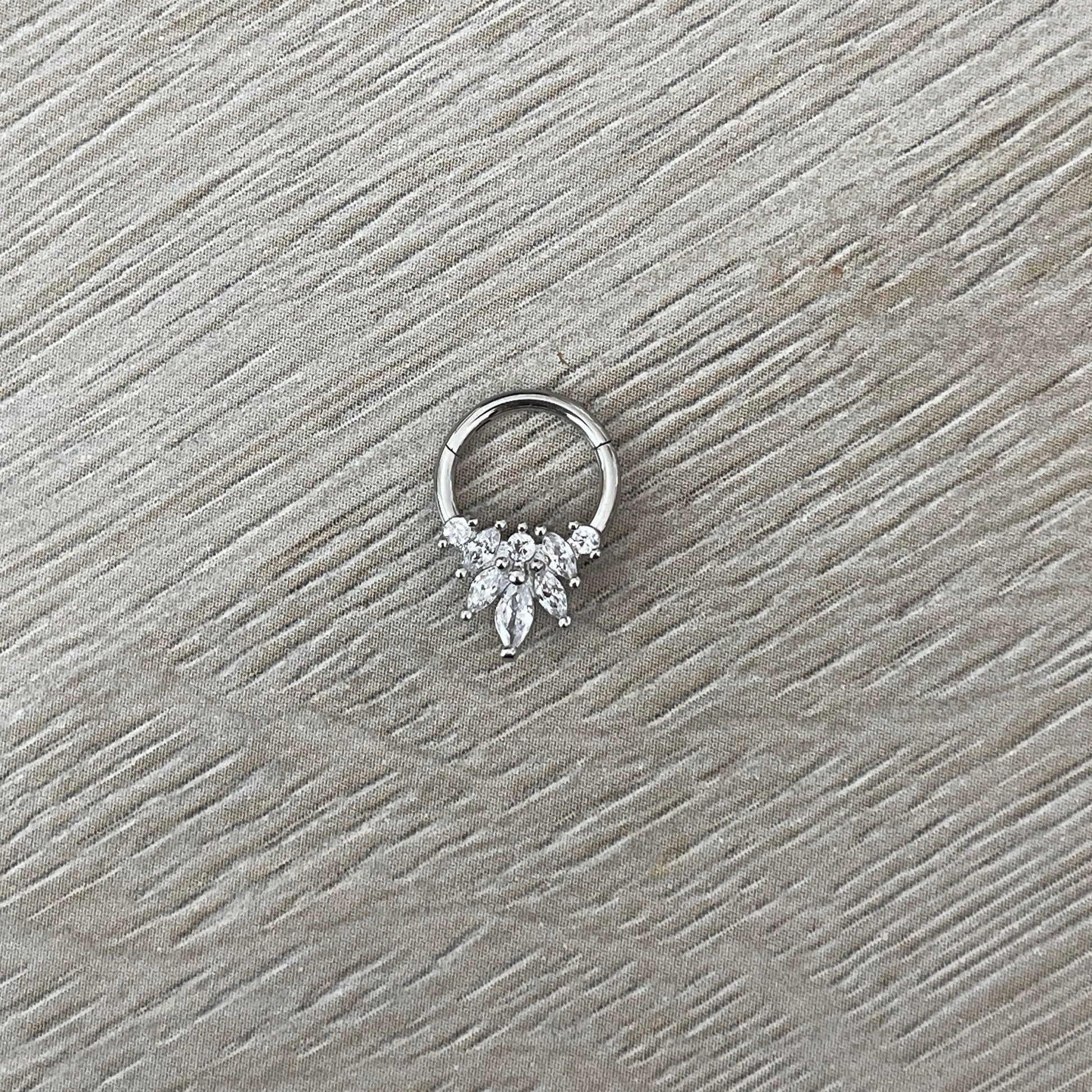 Silver CZ Septum Piercing (16G | 8mm or 10mm | Surgical Steel | Silver, Gold, or Rose Gold)