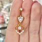 Gold Heart Dangly Belly Button Ring (14G | 10mm | Surgical Steel | Gold, Rose Gold, or Silver)