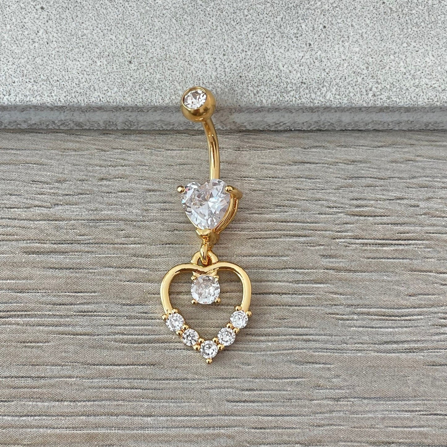 Heart Silver Belly Button Piercing (14G | 10mm | Surgical Steel | Silver, Rose Gold, or Gold)
