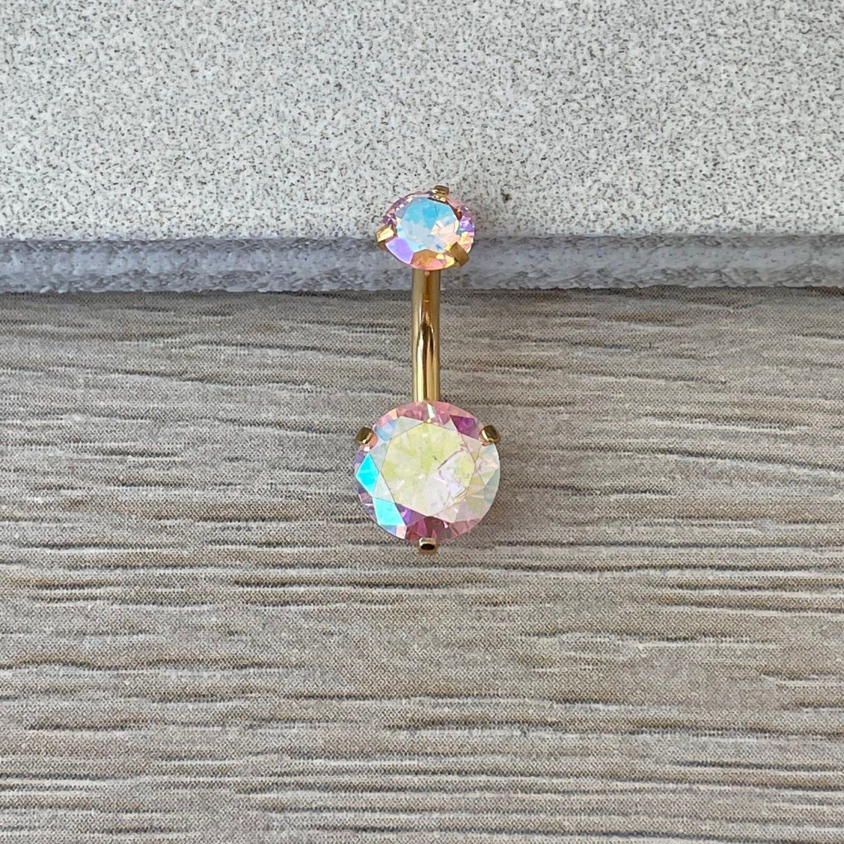 Internally Threaded Aurora Belly Button Ring (14G | 10mm | Surgical Steel | Gold, Rose Gold, or Silver)