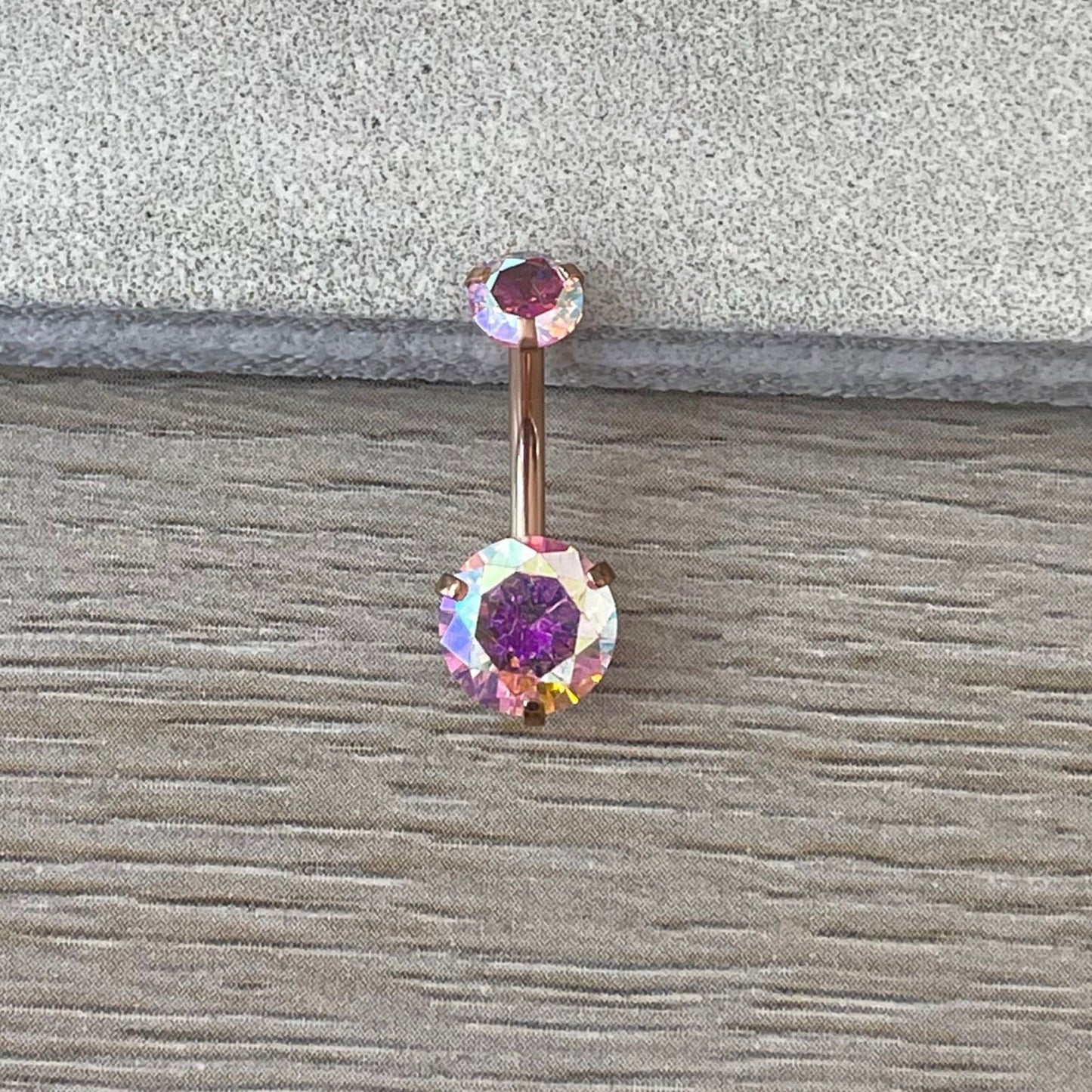 Internally Threaded Aurora Belly Button Ring (14G | 10mm | Surgical Steel | Rose Gold or Gold Colors)