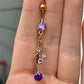 Dangly Gold & Purple Belly Button Piercings (14G | 10mm | Surgical Steel | Multiple Color Options)