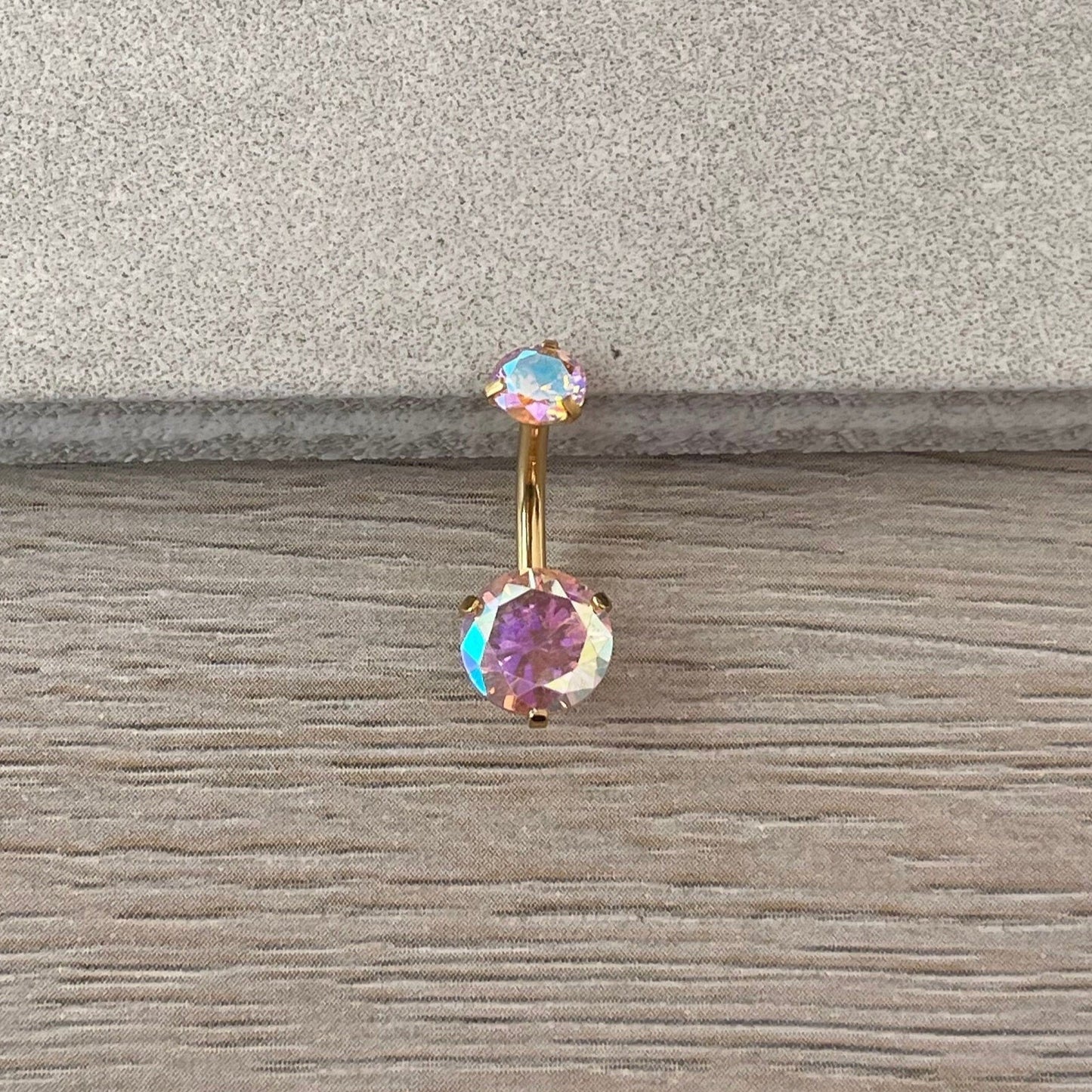 Internally Threaded Aurora Belly Button Ring (14G | 10mm | Surgical Steel | Gold, Rose Gold, or Silver)