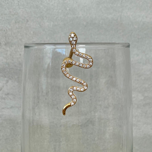 Top Down Snake Belly Button Ring (14G | 10mm | Surgical Steel | Gold or Black)