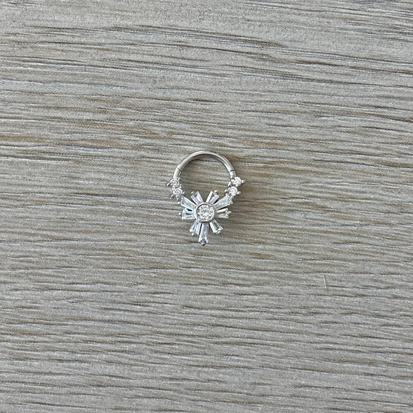 Silver Flower Septum Piercing (16G | 8mm or 10mm | Surgical Steel | Silver, Gold, or Rose Gold)
