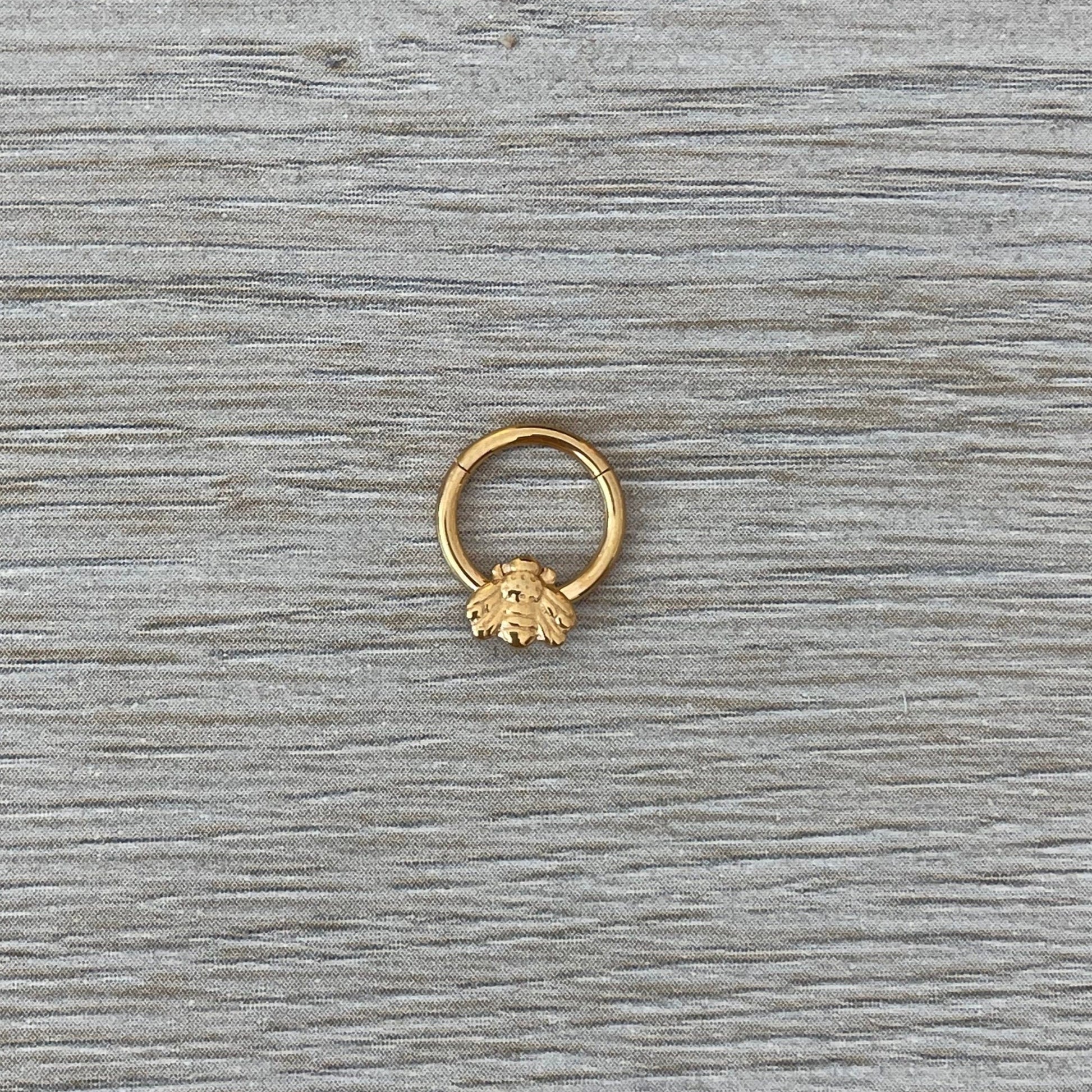 Gold Bee Septum Ring (16G, 8mm or 10mm, Implant-Grade Titanium, Silver or Gold)
