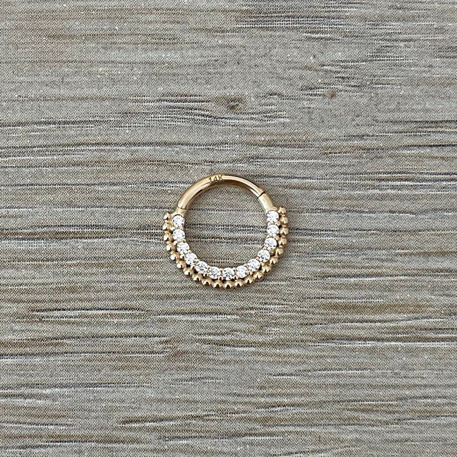 CZ Solid Gold Septum Piercing (16G | 8mm | 14k Solid Gold | White or Yellow Gold)