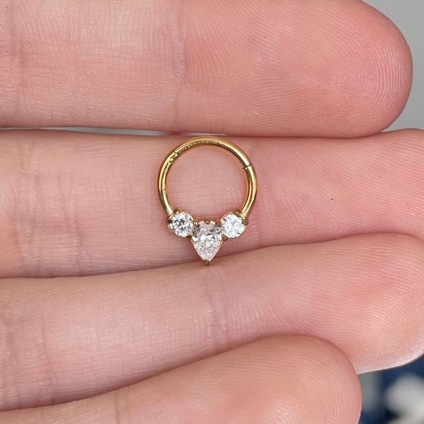 Gold CZ Septum Piercing (16G | 8mm or 10mm | Surgical Steel | Gold, Silver or Rose Gold)