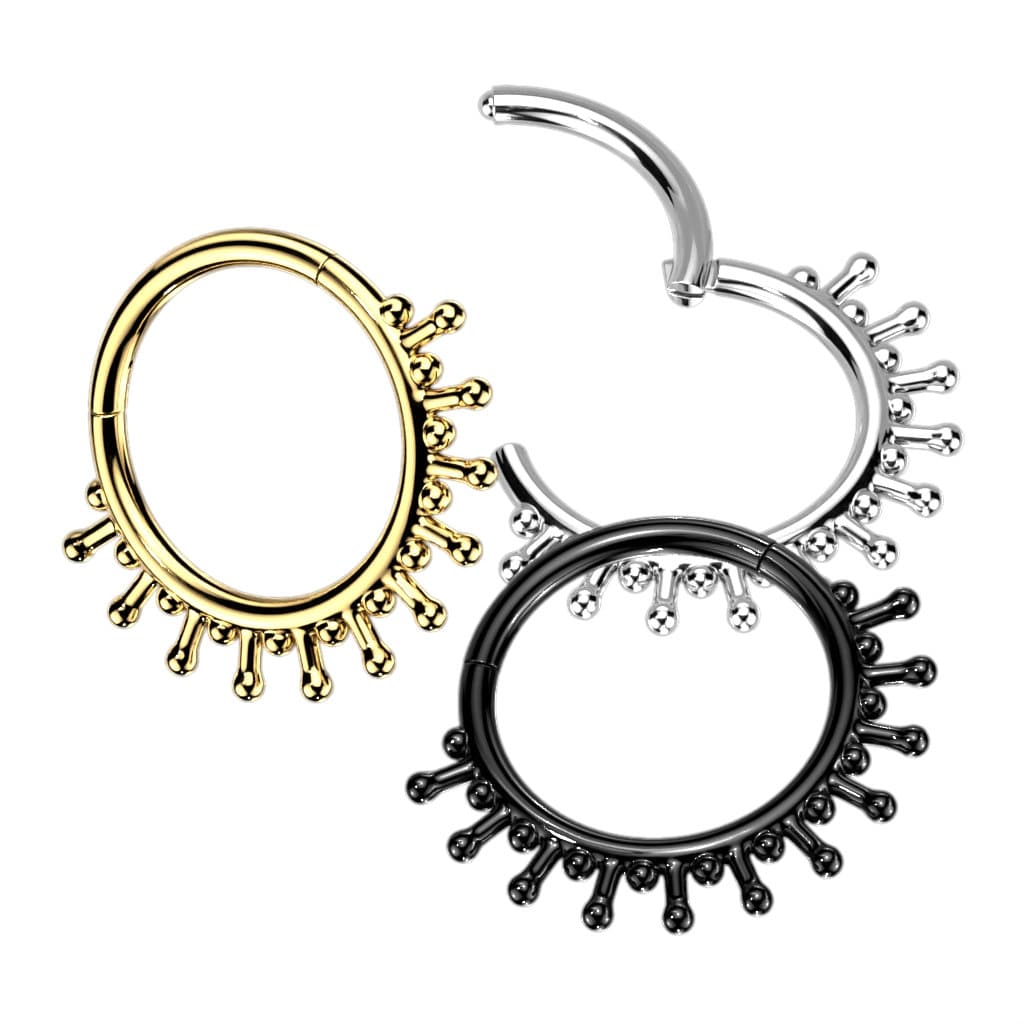 Gold Sunburst Septum Ring (16G | 8mm or 10mm | Surgical Steel | Gold, Silver, or Black)