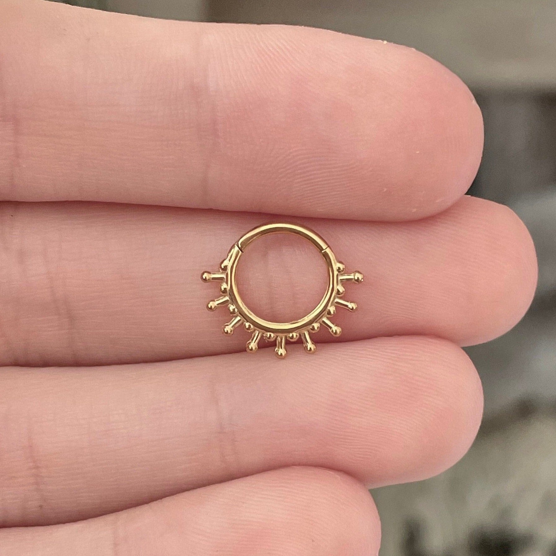 Gold Sunburst Septum Ring (16G | 8mm or 10mm | Surgical Steel | Gold, Silver, or Black)