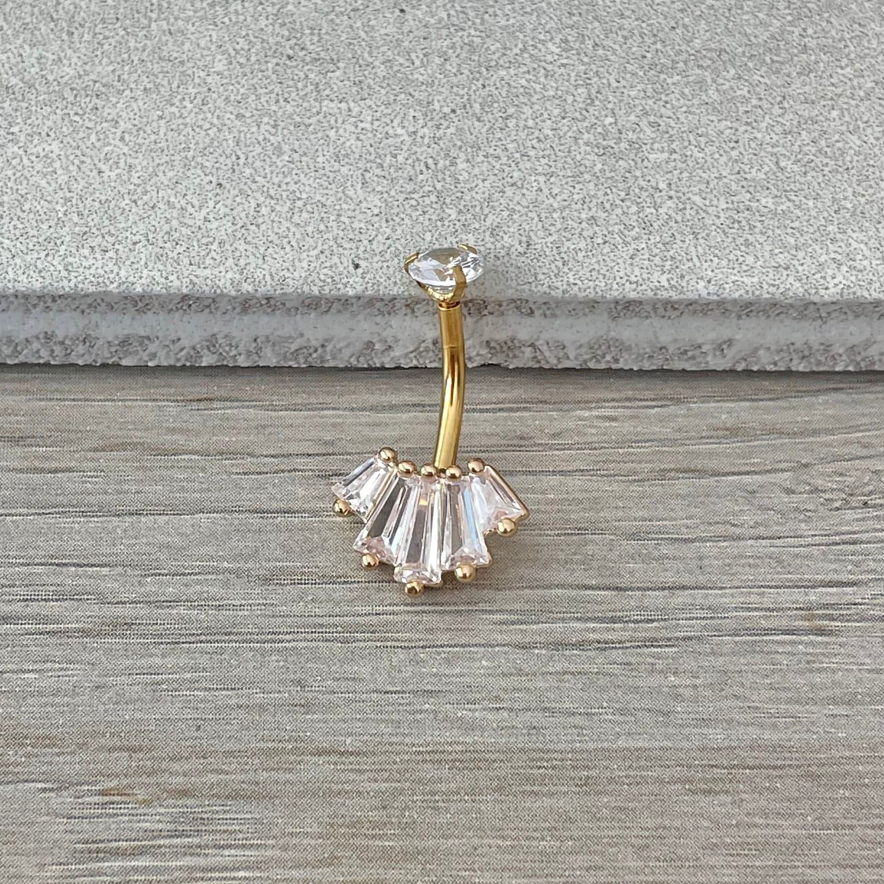 Gold Internally Threaded Belly Button Ring (14G | 10mm | Surgical Steel | Gold, Rose Gold, or Silver with Black, Pink or Clear CZs)