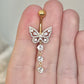 Gold Butterfly Belly Button Ring (14G | 10mm | Surgical Steel | Gold, Silver, and Silver with Pink CZs)