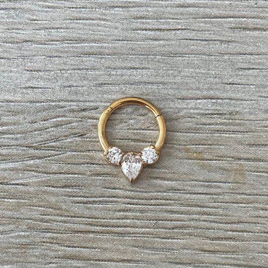 Gold CZ Septum Piercing (16G | 8mm or 10mm | Surgical Steel | Gold, Silver or Rose Gold)