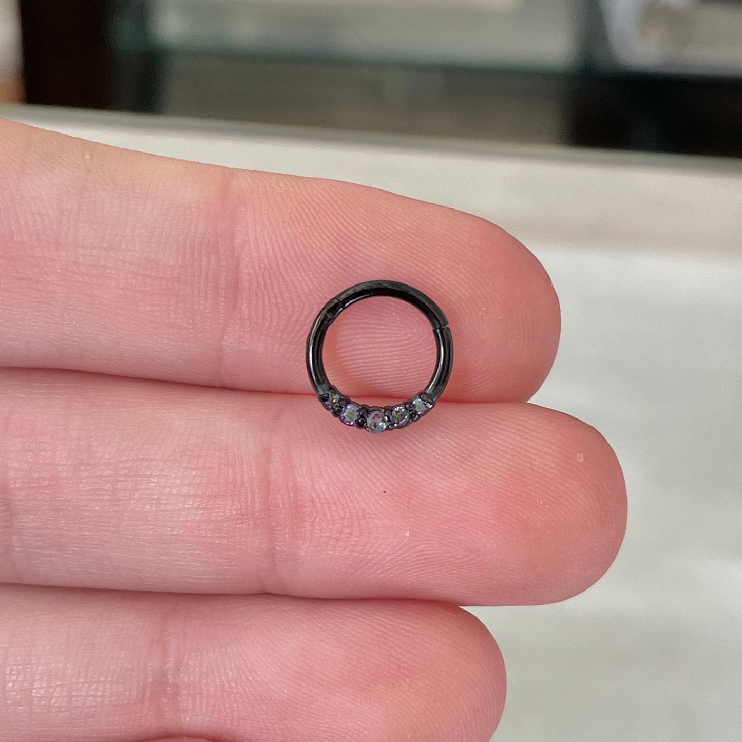 Black Color-Shifting Septum Ring (16G | 8mm or 10mm | Surgical Steel | Rose Gold or Black)
