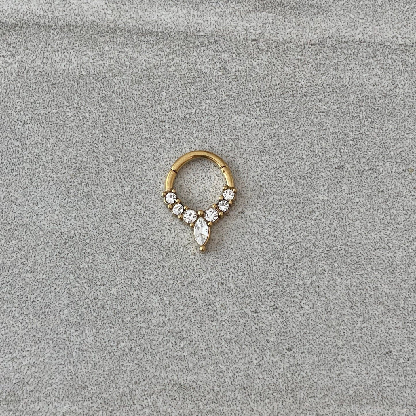 Gold CZ Septum Piercing (16G | 8mm | Surgical Steel | Gold, Rose Gold, or Silver)