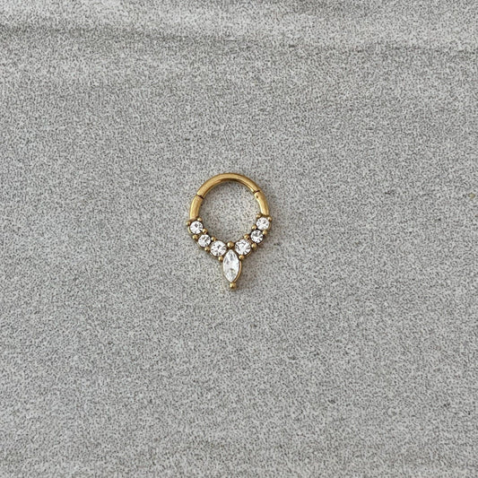 Gold CZ Septum Piercing (16G | 8mm | Surgical Steel | Gold, Rose Gold, or Silver)